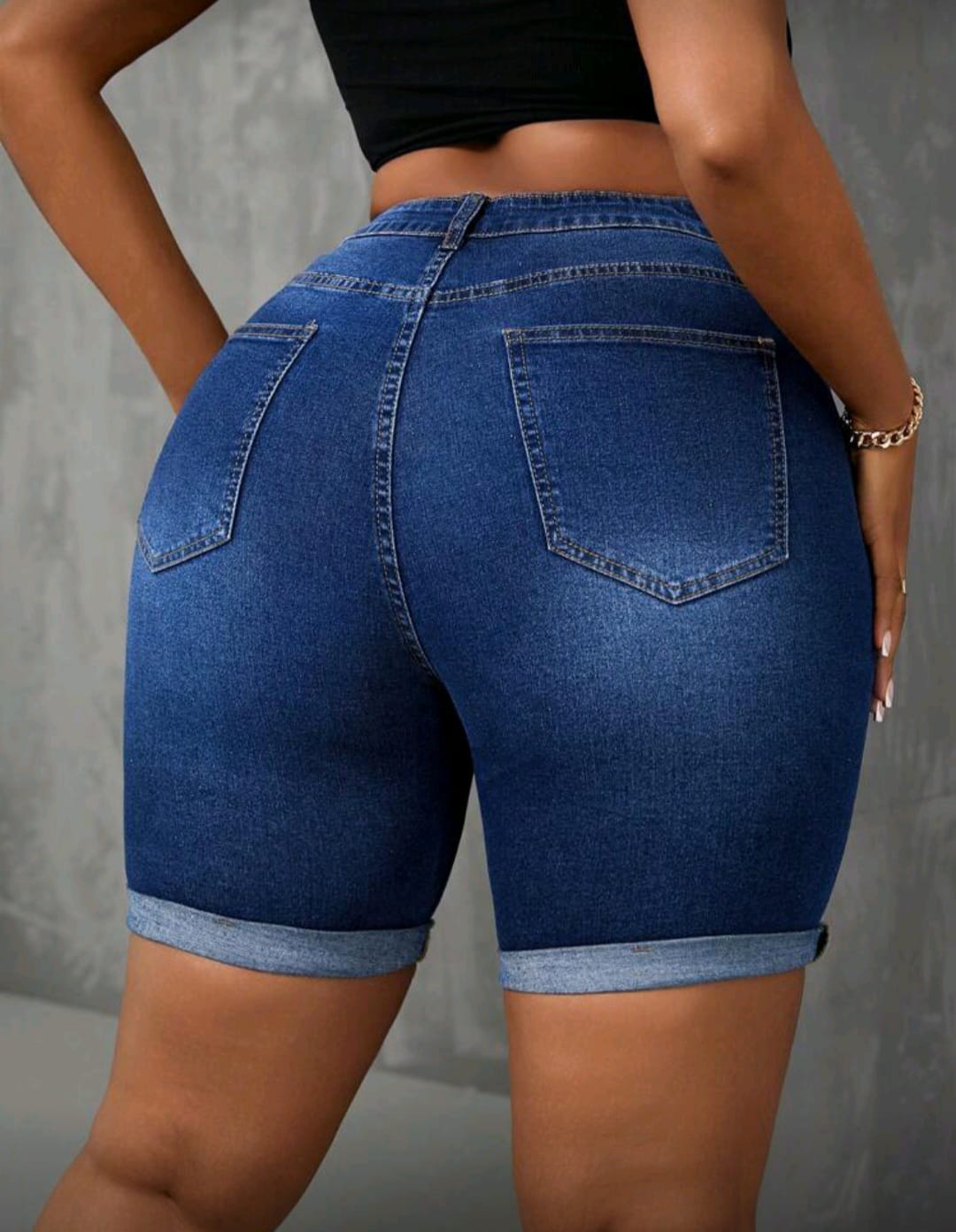 Stretchy Distressed Denim Short - Image 3