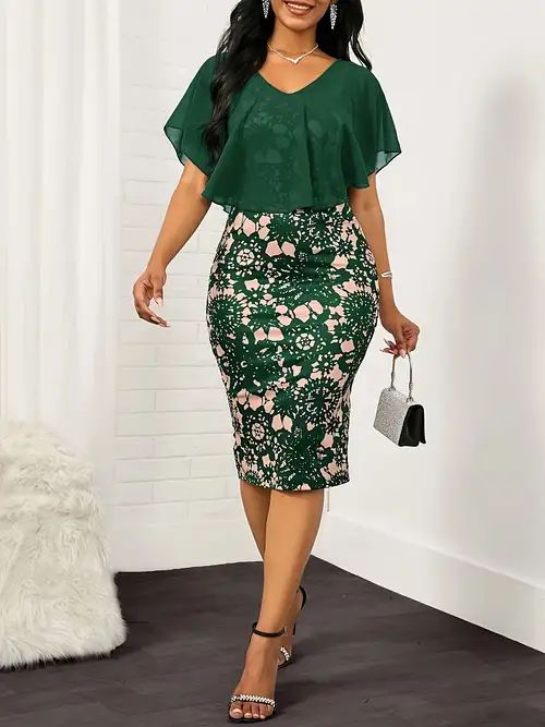 V-Neck Lace Dress - Image 2