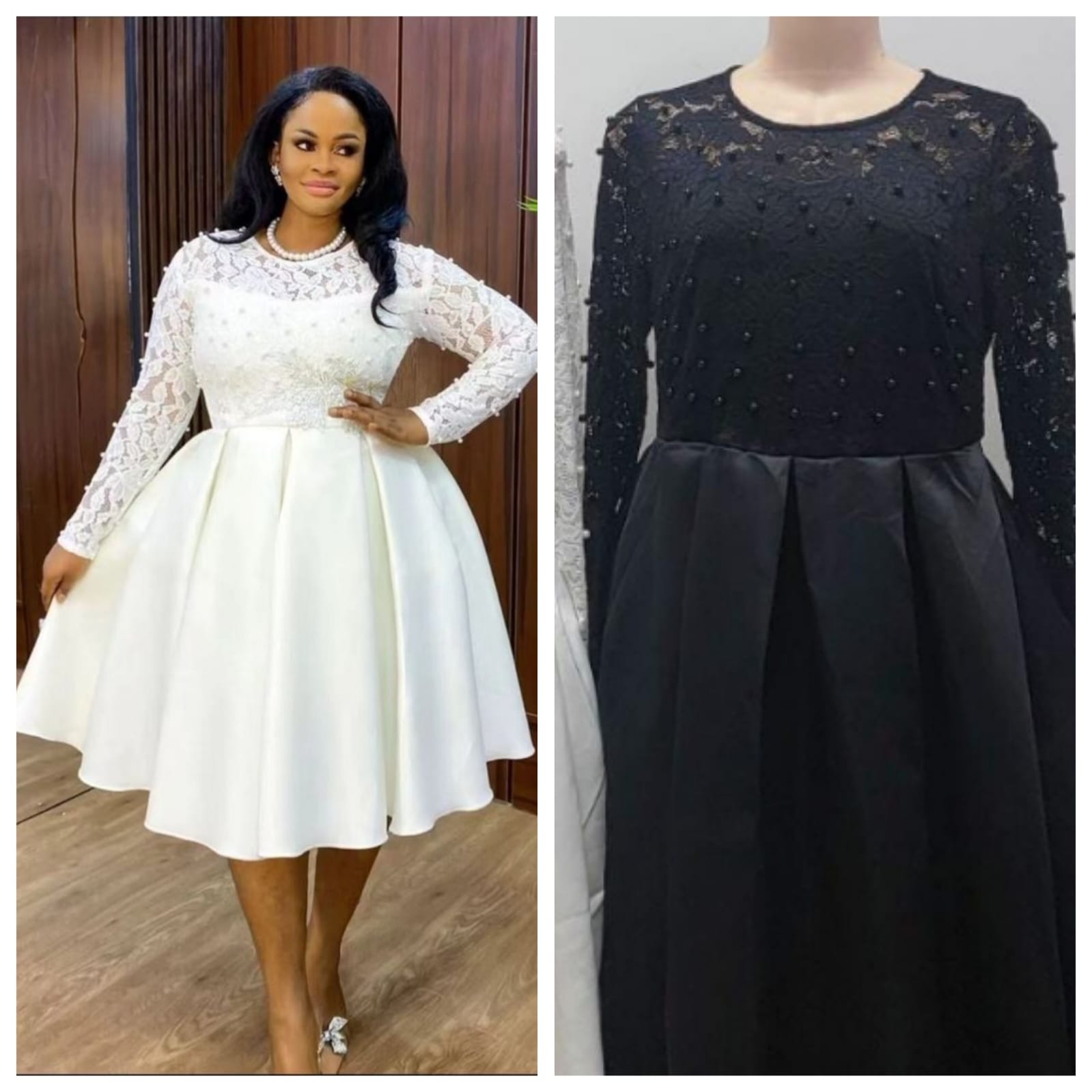 Elegant Long Sleeve Lace Dress - Image 2