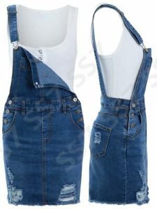 Stretchy Denim Overall Dress
