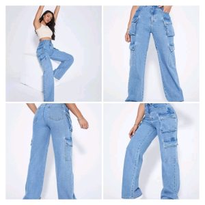 Waist Flap Pocket Side Cargo Jeans