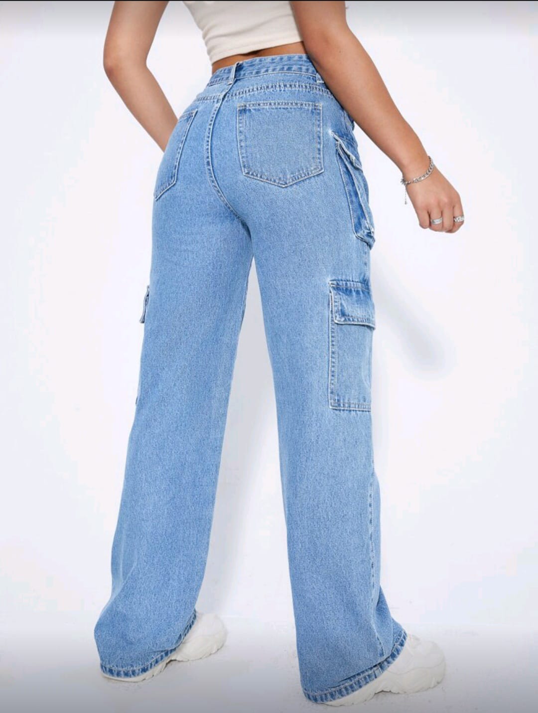 Waist Flap Pocket Side Cargo Jeans - Image 3