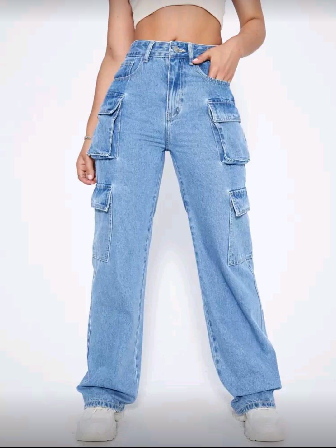 Waist Flap Pocket Side Cargo Jeans - Image 5