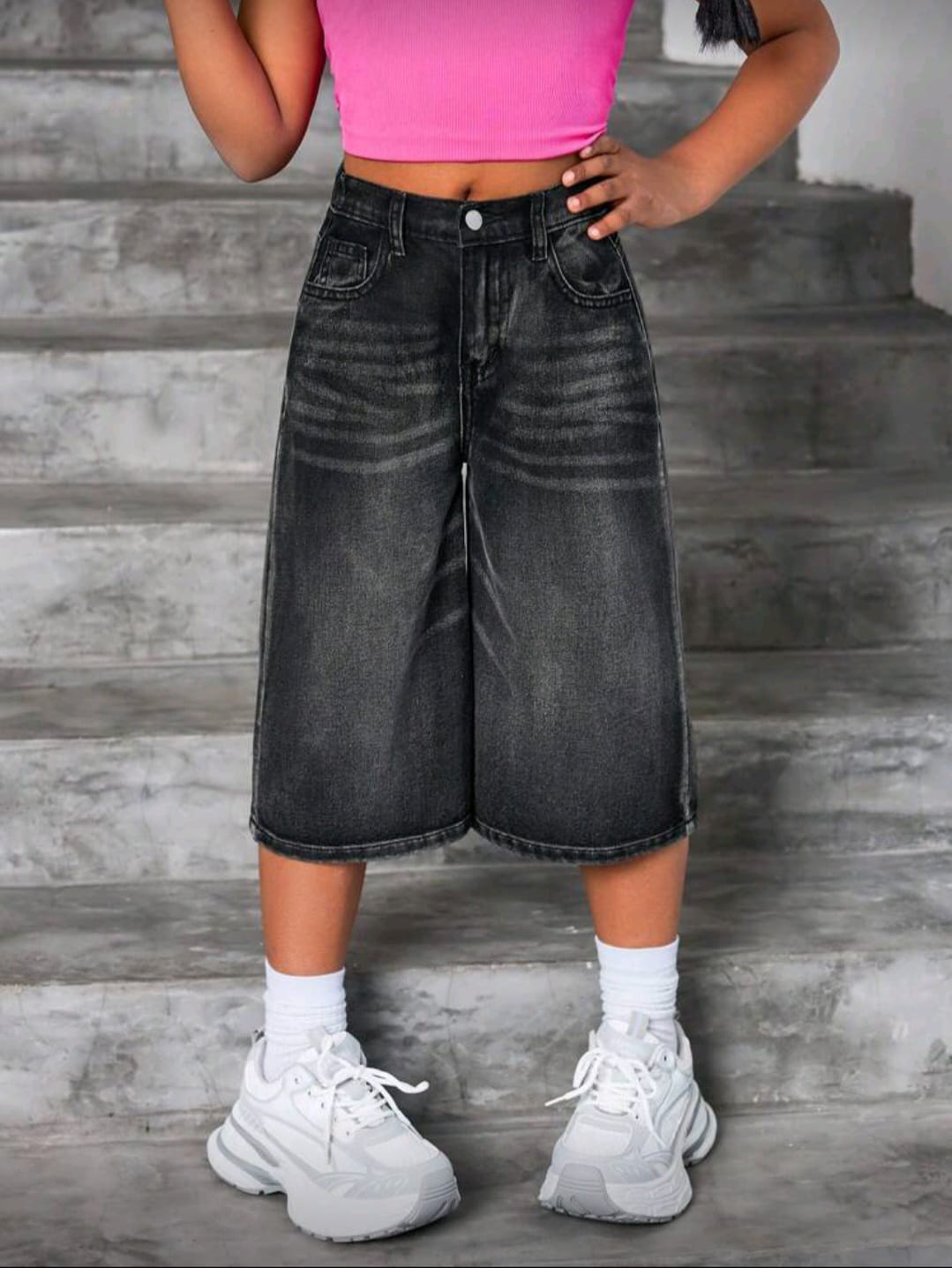 Baggy Long Short Straight Leg Girls Denim - Image 4