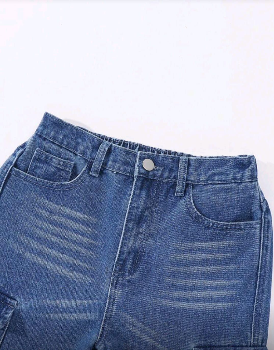 Girls Streetwear Light Blue Cargo Jean - Image 2