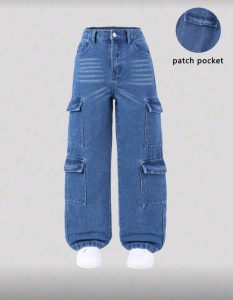 Girls Streetwear Light Blue Cargo Jean