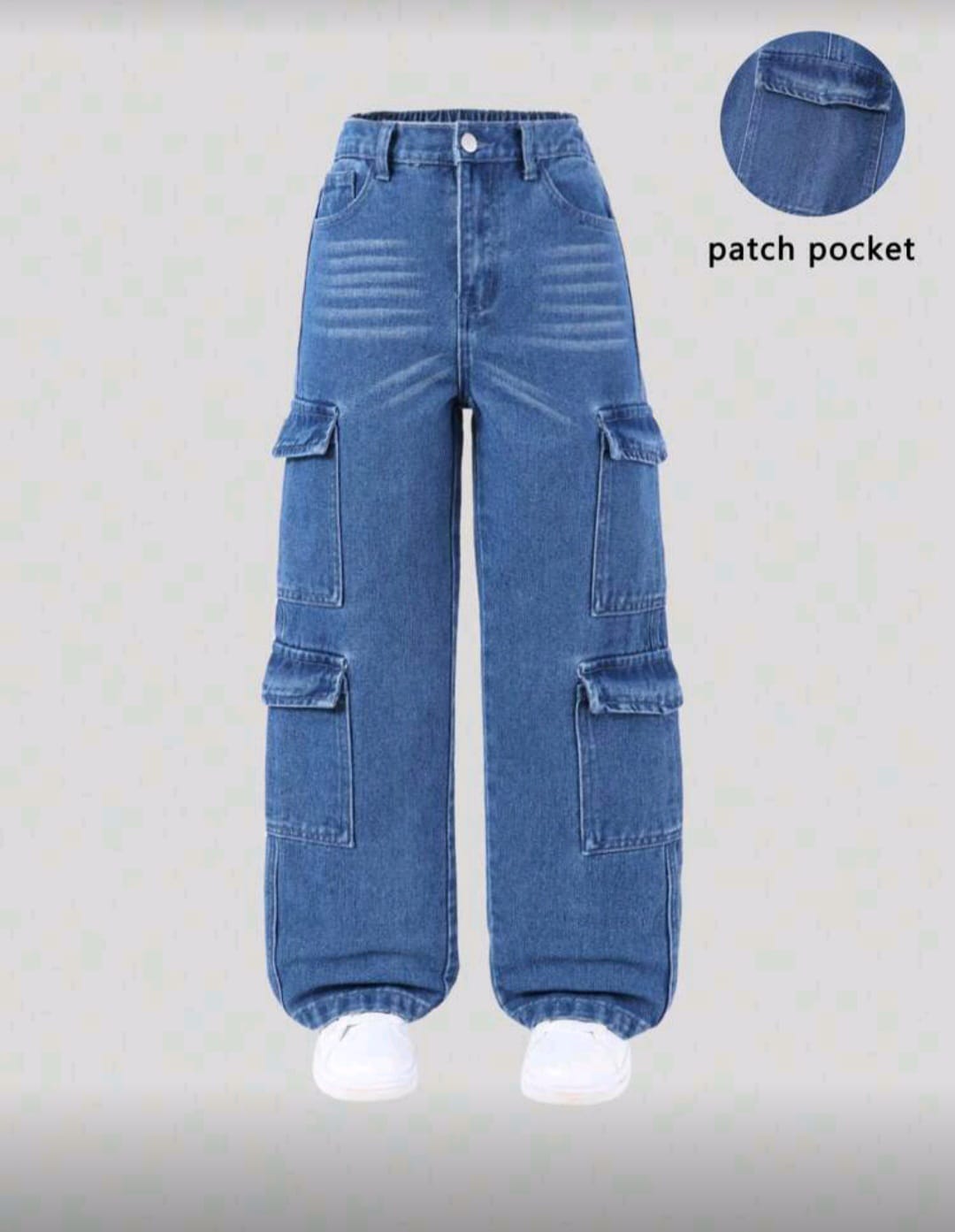 Girls Streetwear Light Blue Cargo Jean