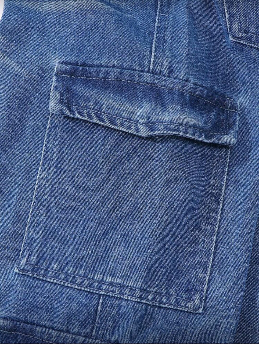 Girls Streetwear Light Blue Cargo Jean - Image 4
