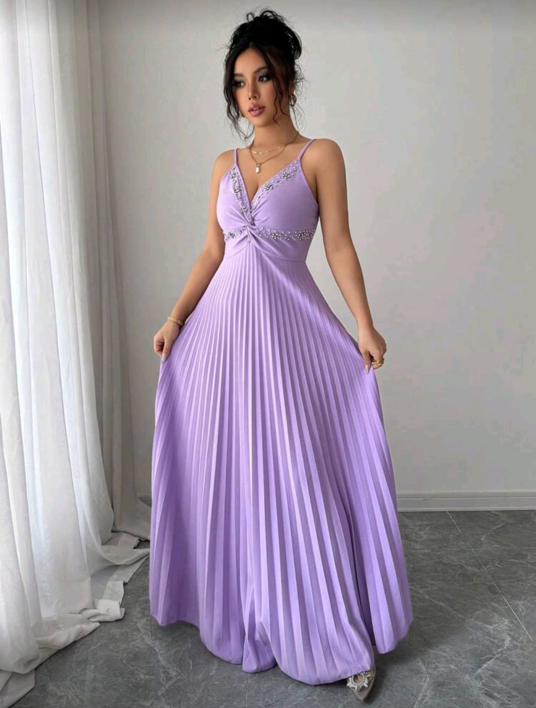 A-Line Dress With Pearl Decor Elegant Romance Style