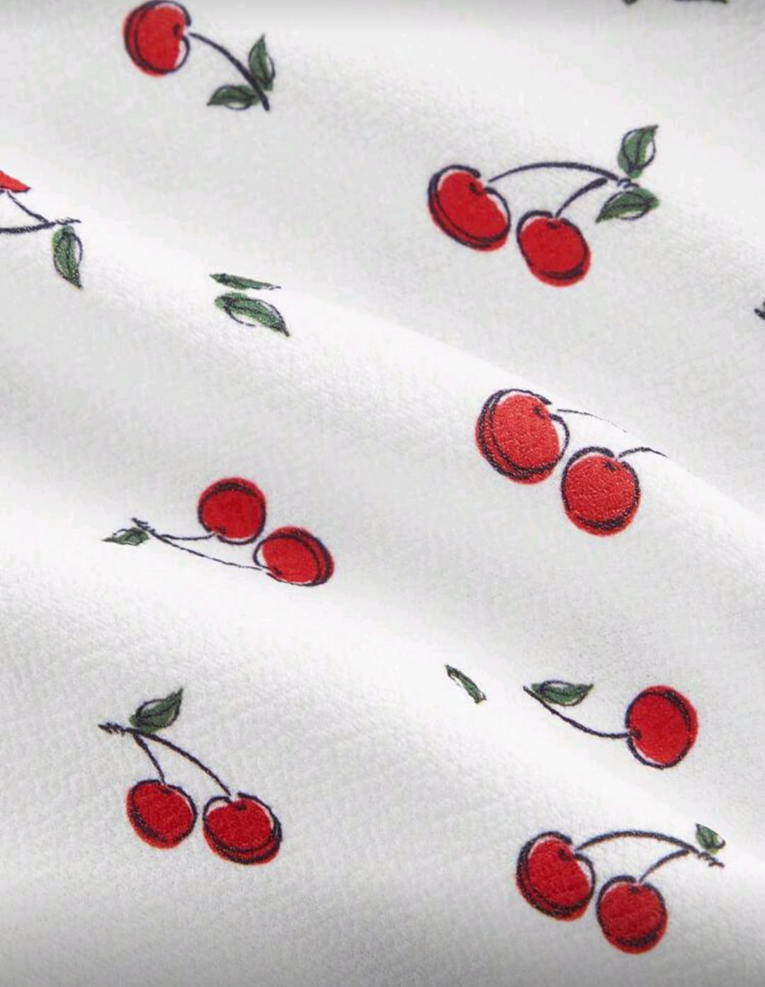 Summer Front Center Bowknot Cherry Print Flare Dress - Image 5