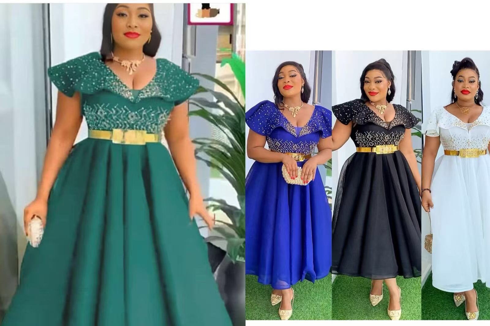 Elegant Plus Size African Wedding Party Gown