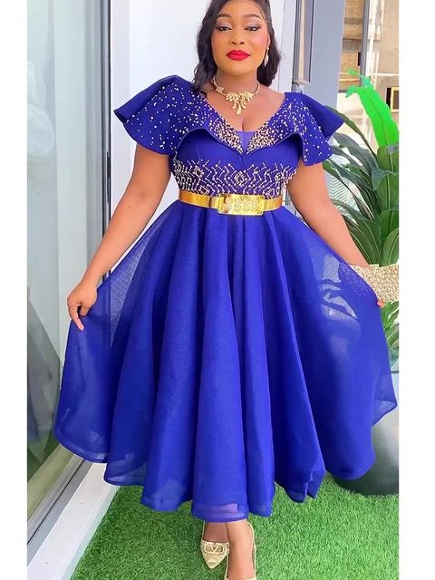 Elegant Plus Size African Wedding Party Gown - Image 2