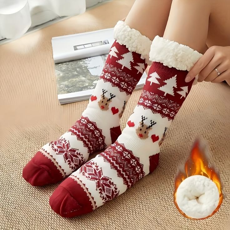 Women Warm Fleece Indoor Socks - Image 2