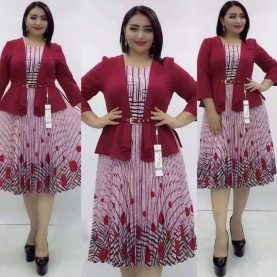Women Plus Size Office Lady Party Dress With Coat Outfit