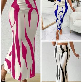 Women Printed Long Asymmetrical Fish Tail Skirt