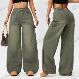 Ladies Leg Loose Casual Denim Jeans With Pockets