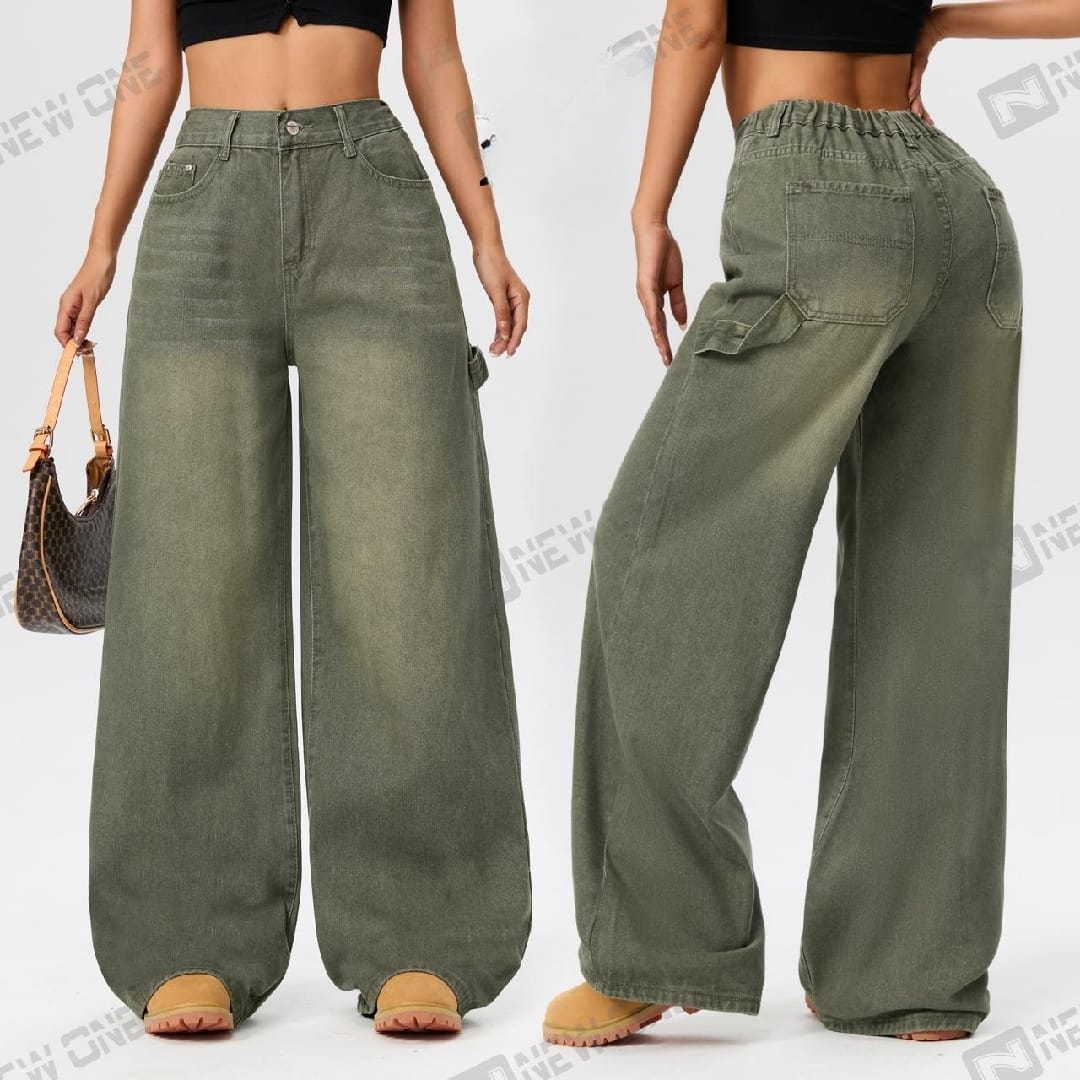 Ladies Leg Loose Casual Denim Jeans With Pockets