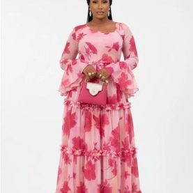 Elegant Long Sleeve Floral Dress