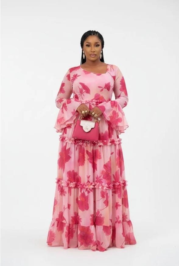 Elegant Long Sleeve Floral Dress
