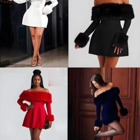 Ladies Shoulder Bubble Shaped Mini Dress